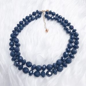 kate spade give it a swirl navy blue bead necklace
